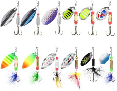 TRUSCEND Swim or Jig Fishing Spinner Baits for Freshwater and Saltwater, Rooster Tail Fishing Lures for Trout Bass Walleye Crappie Salmon Pike, Blade Bait with Copper Blade
