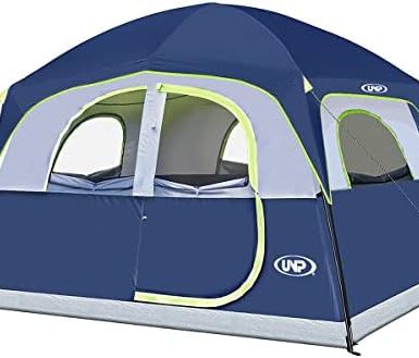 UNP Tents 6 Person Waterproof Windproof Easy Setup,Double Layer Family Camping Tent with 1 Mesh Door & 5 Large Mesh Windows -10'X9'X78in(H)